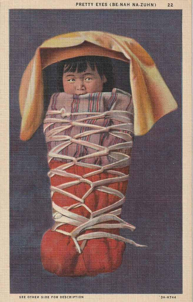 Pretty Eyes Be-Nah Na-Zuhn - Navajo Indian Baby - Postcard, c. 1940s