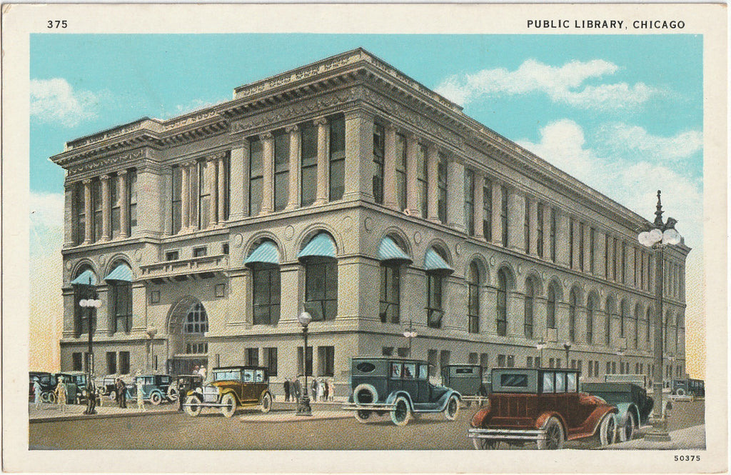 Public Library - Chicago, IL - Postcard, c. 1930s