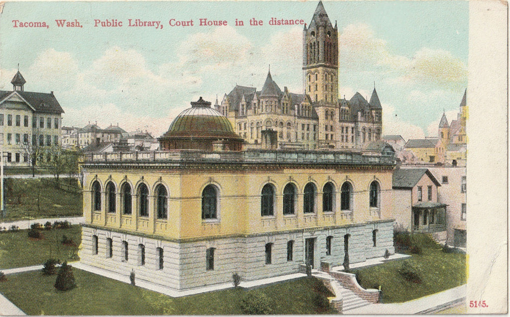 Public Library and Court House - Tacoma, Washington - Postcard, c. 1900s