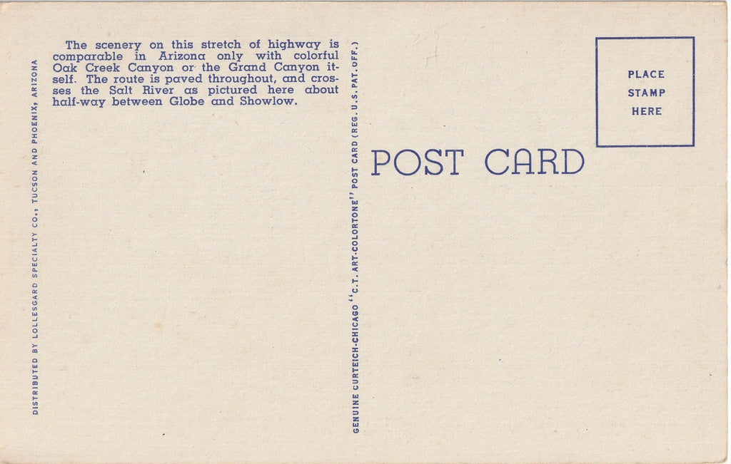 Road A Winding - Salt River Canyon - Highway U.S. 60 - Arizona Postcard, c. 1950s