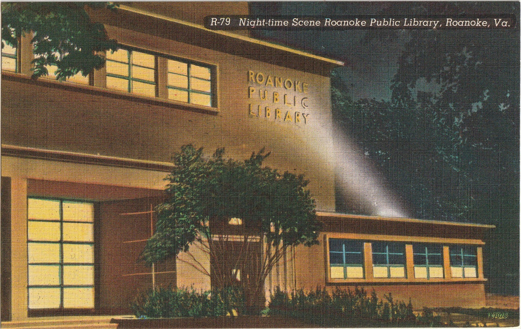 Roanoke Public Library - Roanoke, Virginia - Postcard, c. 1950s