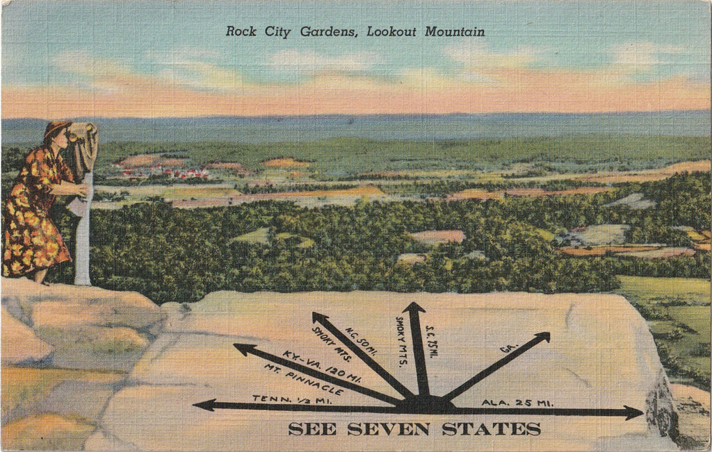 Rock City Gardens - See Seven States - Lookout Mountain, TN - Postcard, c. 1940s