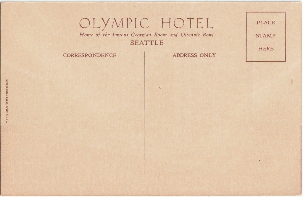 Seattle's Finest World Famous Olympic Hotel - Washington - Postcard, c. 1950s