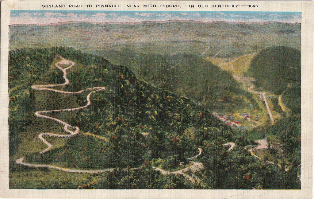 Skyland Road to Pinnacle - Middlesboro, Kentucky - Postcard, c. 1930s