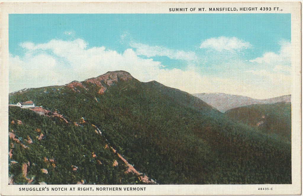 Smuggler's Notch - Summit of Mt. Mansfield - Northern Vermont - Postcard, c. 1940s