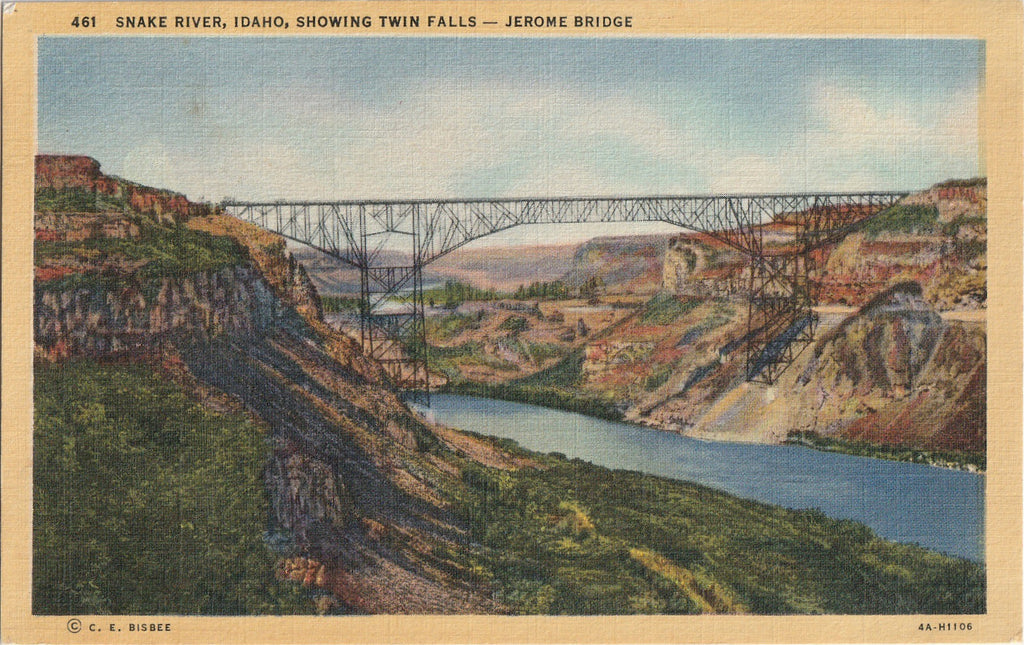 Snake River, Twin Falls, Jereome Bridge - Postcard, c. 1940s