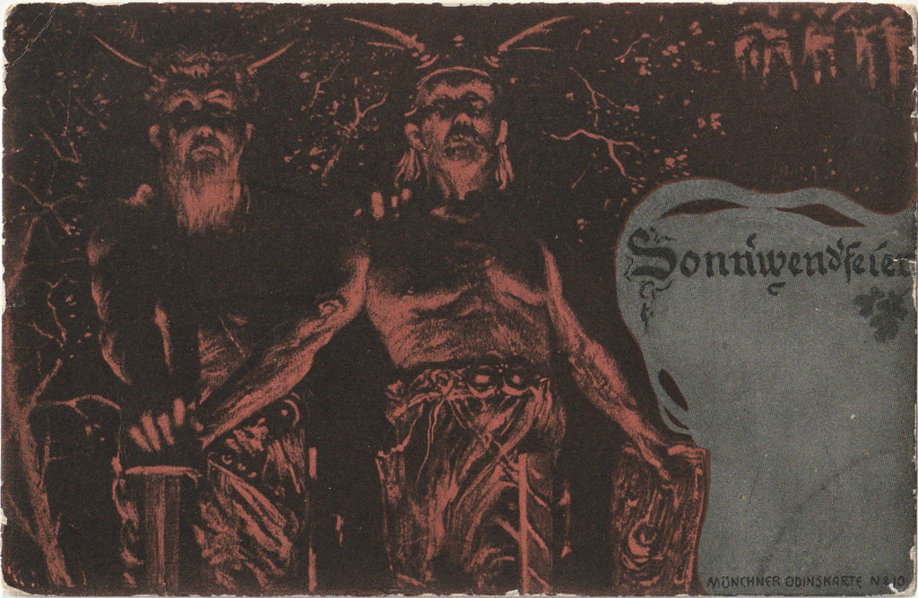 Sonnwendfeier - Solstice Celebration - Pagan Festival - Horned God - Postcard, c. 1900s