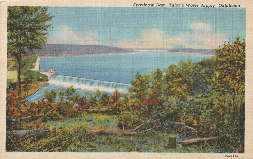 Spavinaw Dam - Tulsa's Water Supply, Oklahoma - Postcard, c. 1940s
