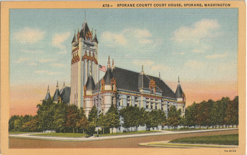 Spokane County Court House - Spokane, Washington - Postcard, c. 1950s