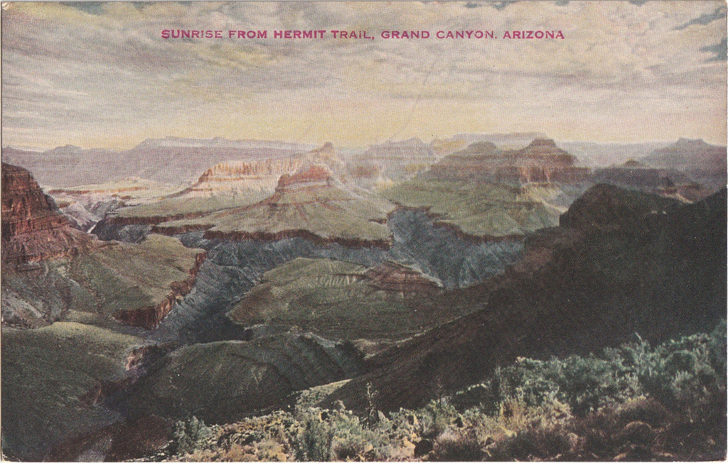 Sunrise From Hermit Trail - Grand Canyon, Arizona - Postcard, c. 1920s