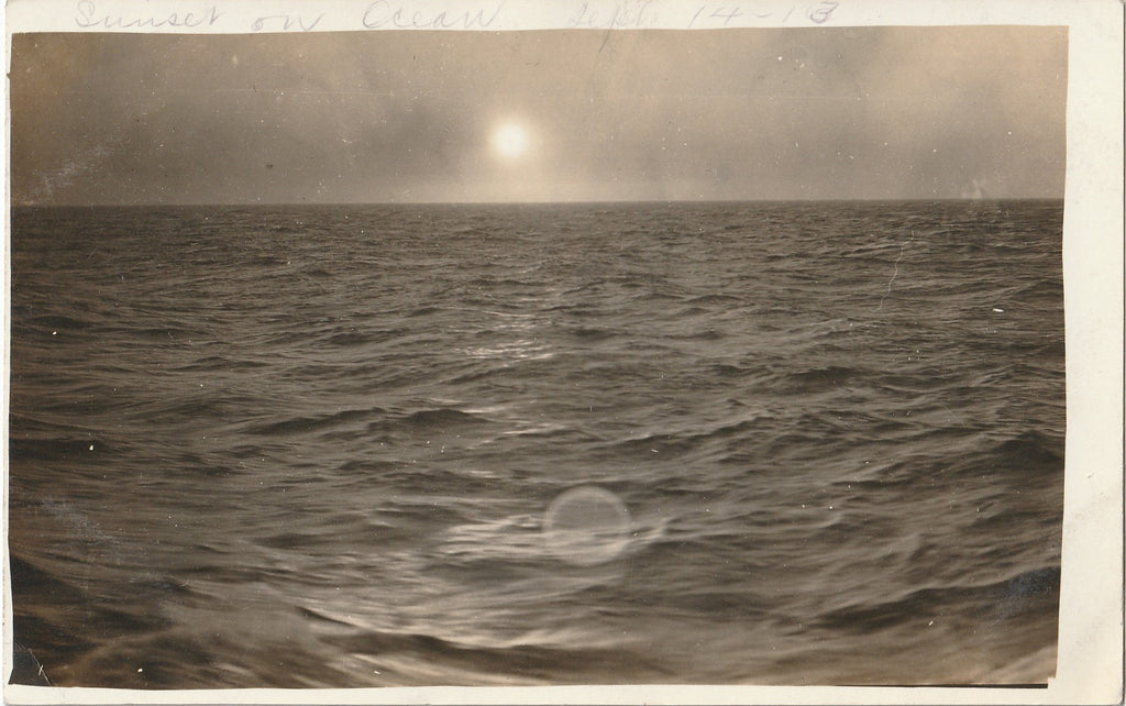 Sunset on the Ocean - September 14, 1913 - RPPC