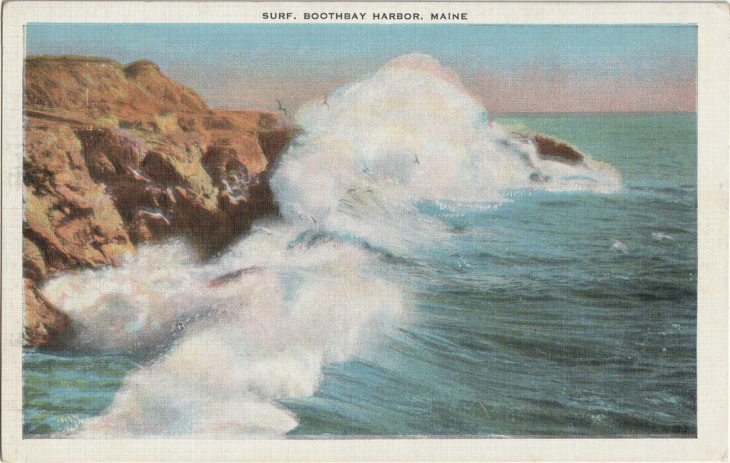 Surf at Boothbay Harbor, Maine - Postcard, c. 1930s