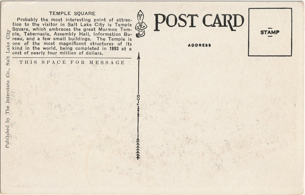 Temple Block - Salt Lake City, Utah - Postcard, c. 1920s