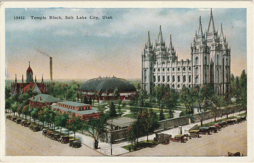 Temple Block - Salt Lake City, Utah - Postcard, c. 1920s