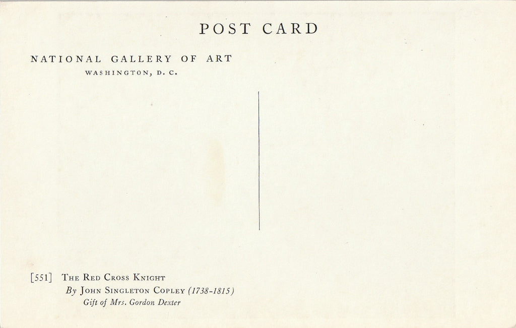 The Red Cross Knight - John Singleton Copley - Postcard, c. 1950s