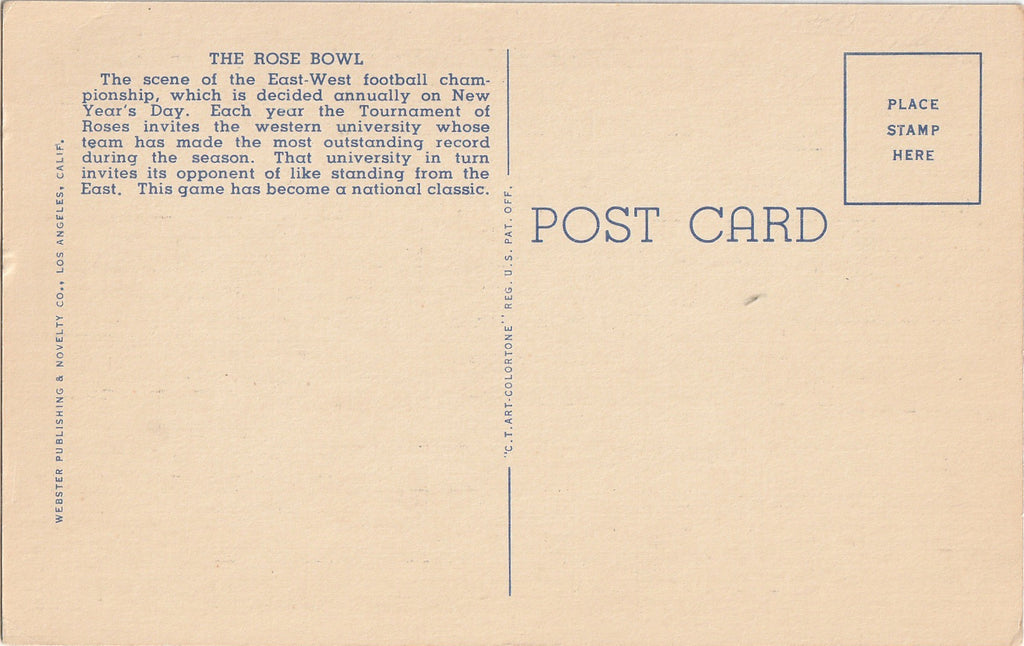 The Rose Bowl - Pasadena, CA - Postcard, c. 1940s
