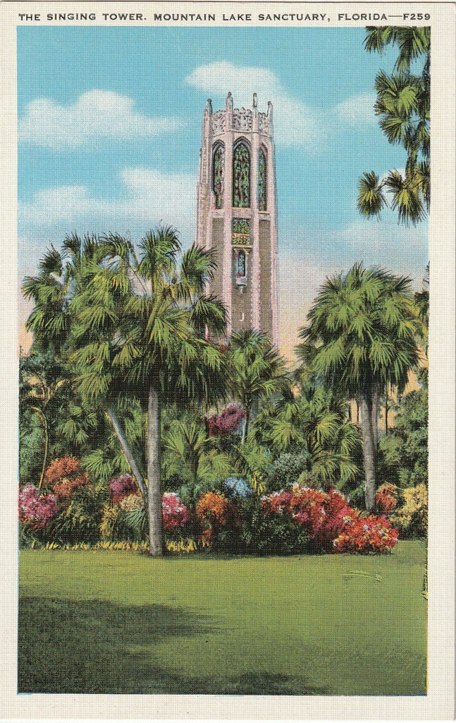 The Singing Tower - Mountain Lake Sanctuary - Lake Wales, Florida Postcard, c. 1940s