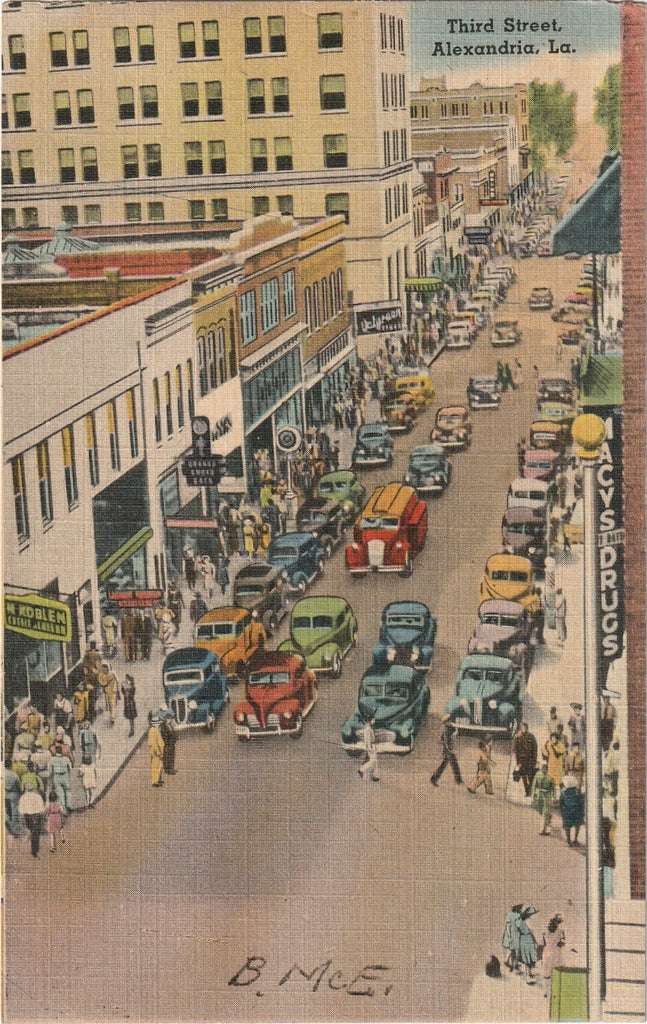 Third Street - Alexandria, Louisiana - Postcard, c. 1930s