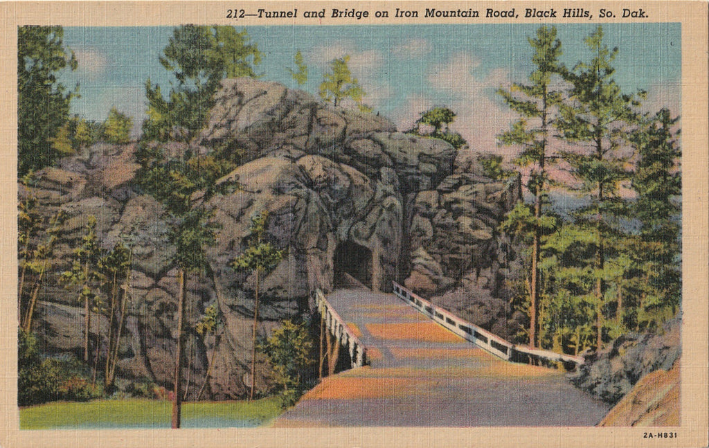 Tunnel and Bridge on Iron Mountain Road - Black Hills, South Dakota - Postcard, c. 1930s