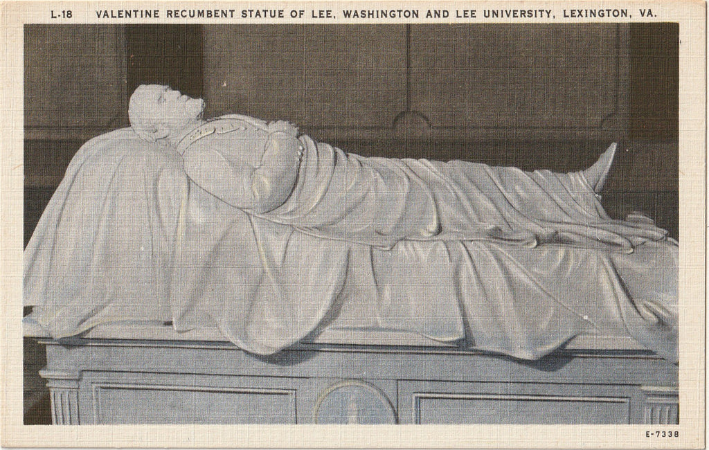 Valentine Recumbent Statue of Lee - Washington and Lee University - Lexington, VA - Postcard, c. 1950s