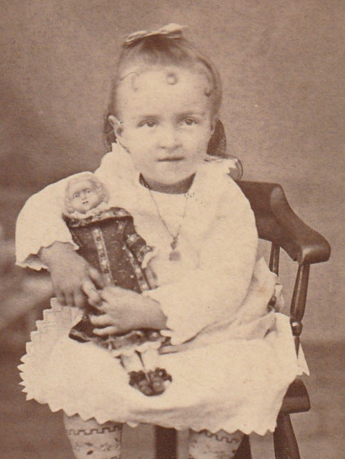 Victorian Dolly - Girl Holding Doll - Dodgeville, WI - CDV Photo, c. 1880s