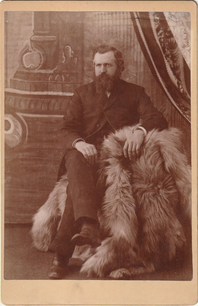 Victorian Gentleman - Fur Draped Chair - J. W. Beaner - Beaver, PA - Cabinet Photo