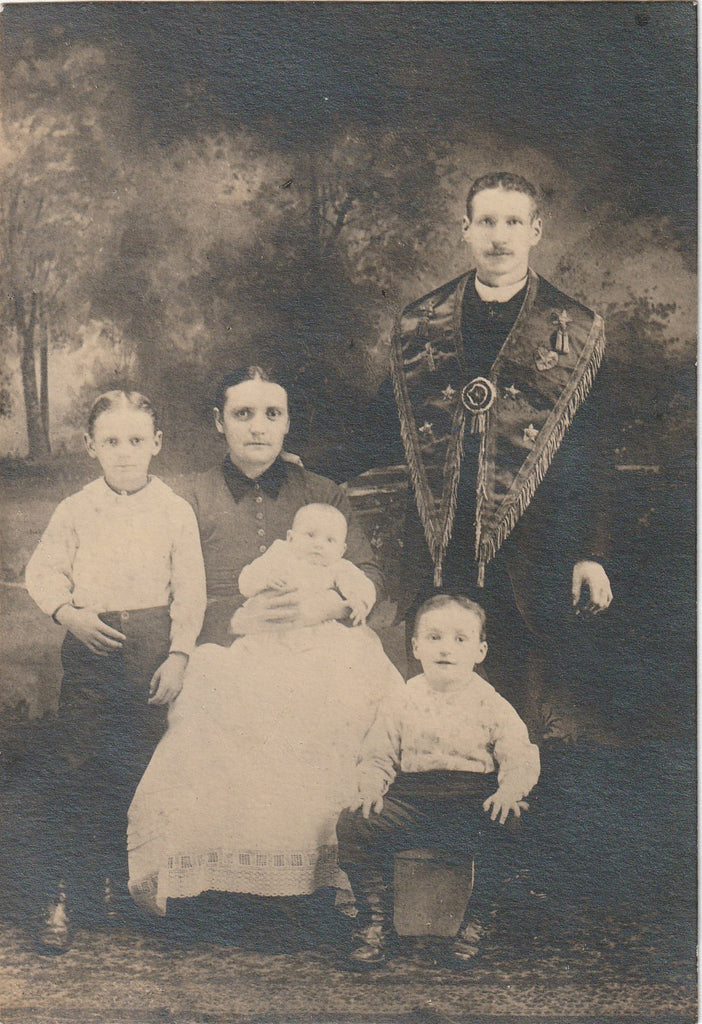 Victorian Masonic Officer in Regalia - Family Portrait - Photograph, c. 1910s