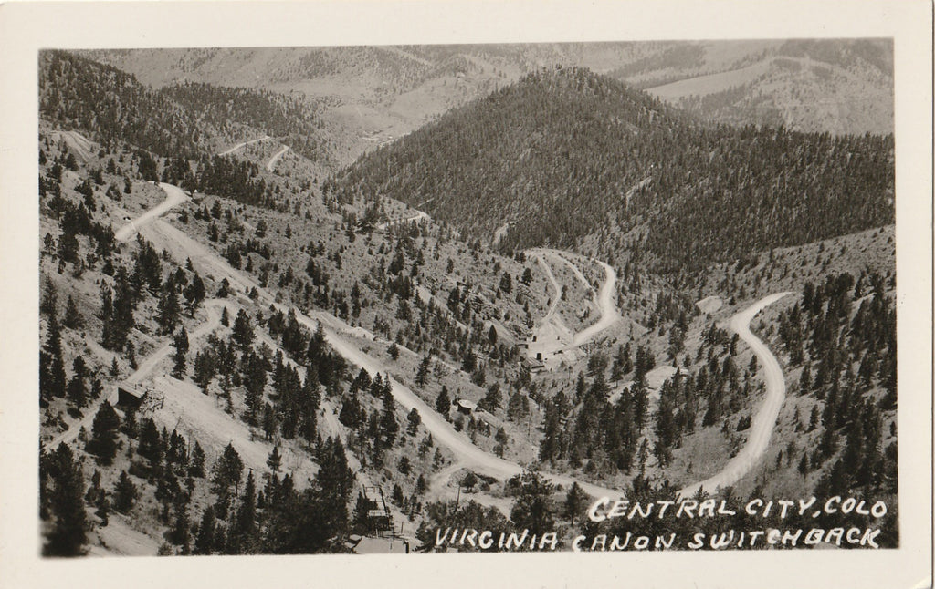 Virginia Canyon Switchback - Central City, Colorado - RPPC, c. 1950s