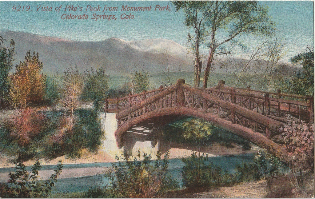 Vista of Pike's Peak from Monument Park - Colorado Springs, CO - Postcard, c. 1900s