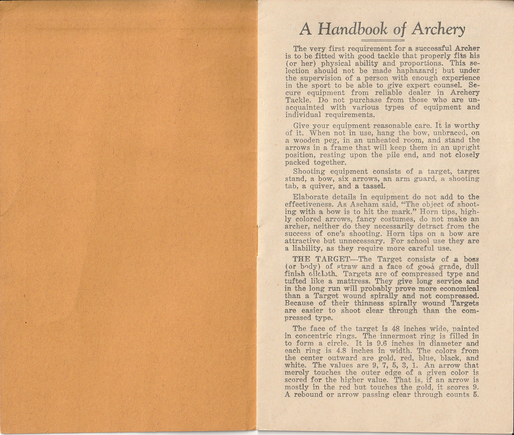 A Handbook of Archery - Indian Archery & Toy Corp. - Evansville, IN - Booklet, c. 1940s Page 1