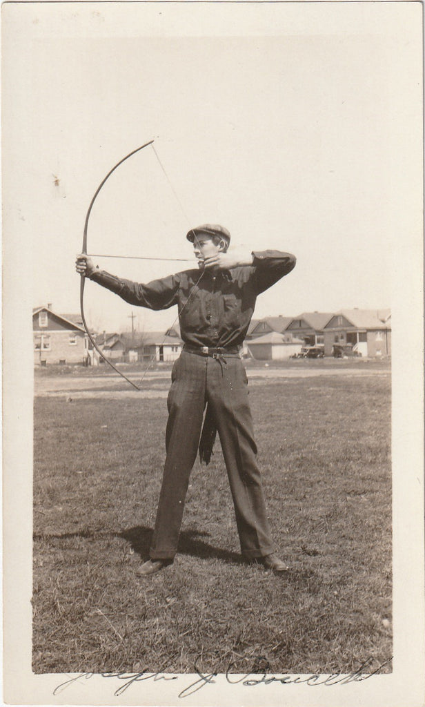Longbow Archery Competition - Identified - SET of 7 - Snapshots, c. 1930s