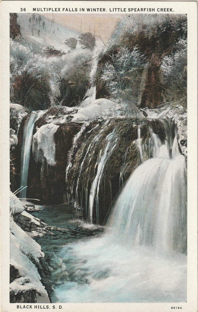 Multiplex Falls in Winter, Little Spearfish Creek, Black Hills, S.D. Postcard