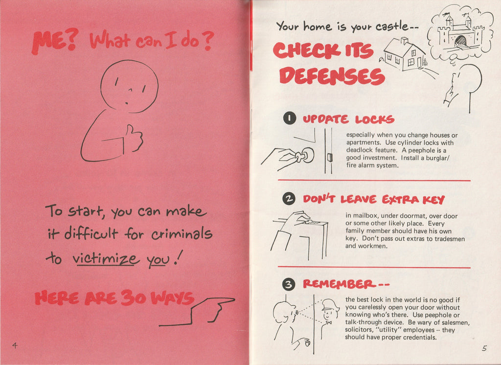 30 Ways You Can Prevent Crime - A Scriptographic Booklet, c. 1977  Pg. 4-5