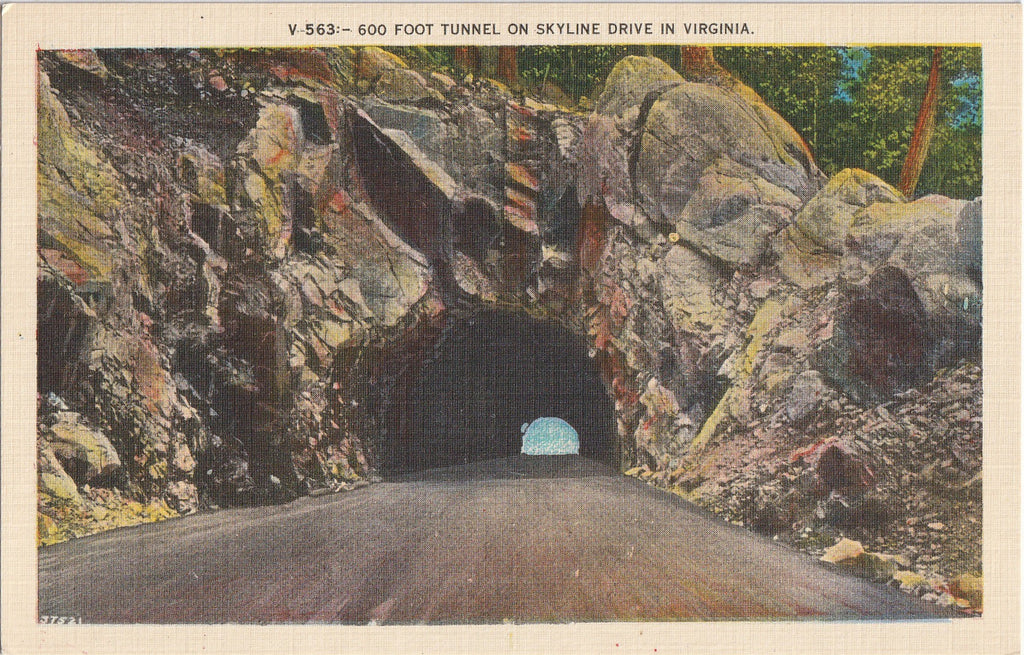 600 Foot Tunnel on Skyline Drive in Virginia - Postcard, c. 1930s