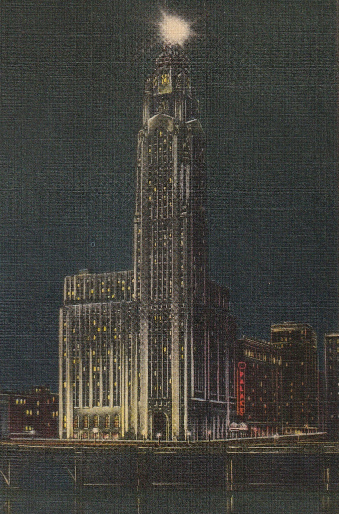 A. I. U. Citadel at Night - Columbus, OH - Postcard, c. 1930s