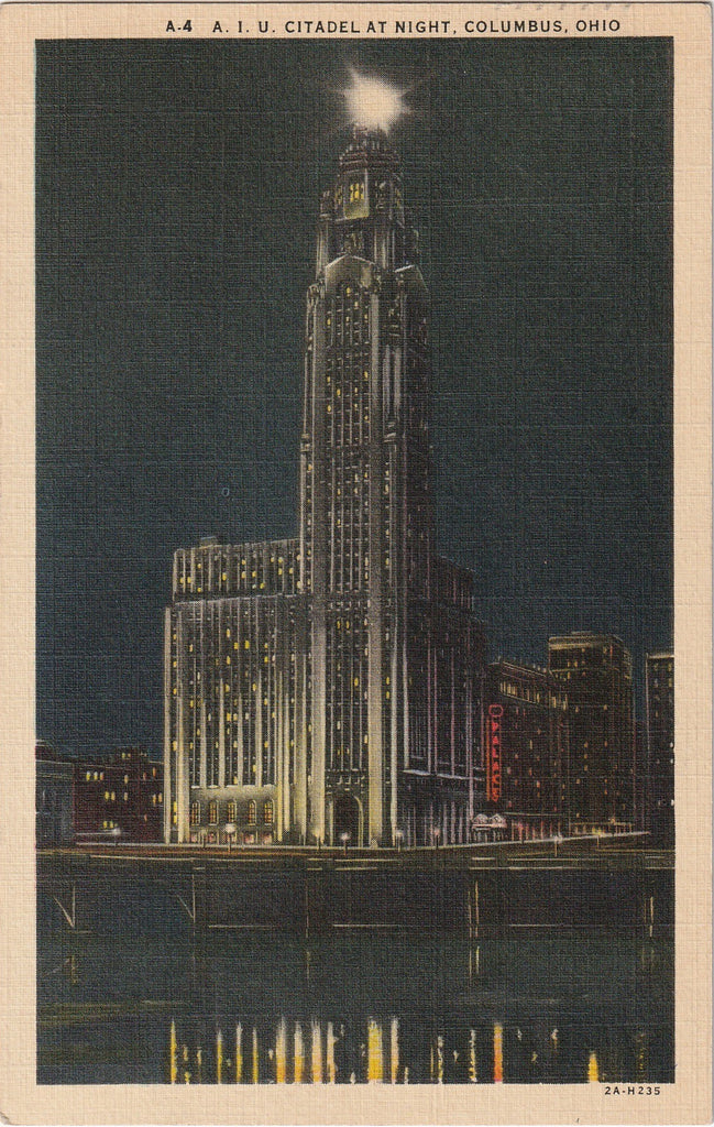 A. I. U. Citadel at Night - Columbus, OH - Postcard, c. 1930s