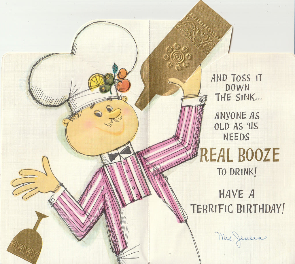 A Birthday Cocktail for You - Real Booze - Ambassador Cards - Card, c. 1960s Inside