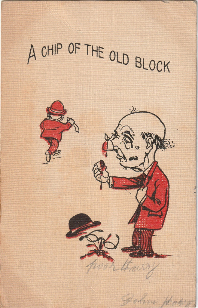 A Chip of the Old Block - A.H. Postcard, c. 1900s