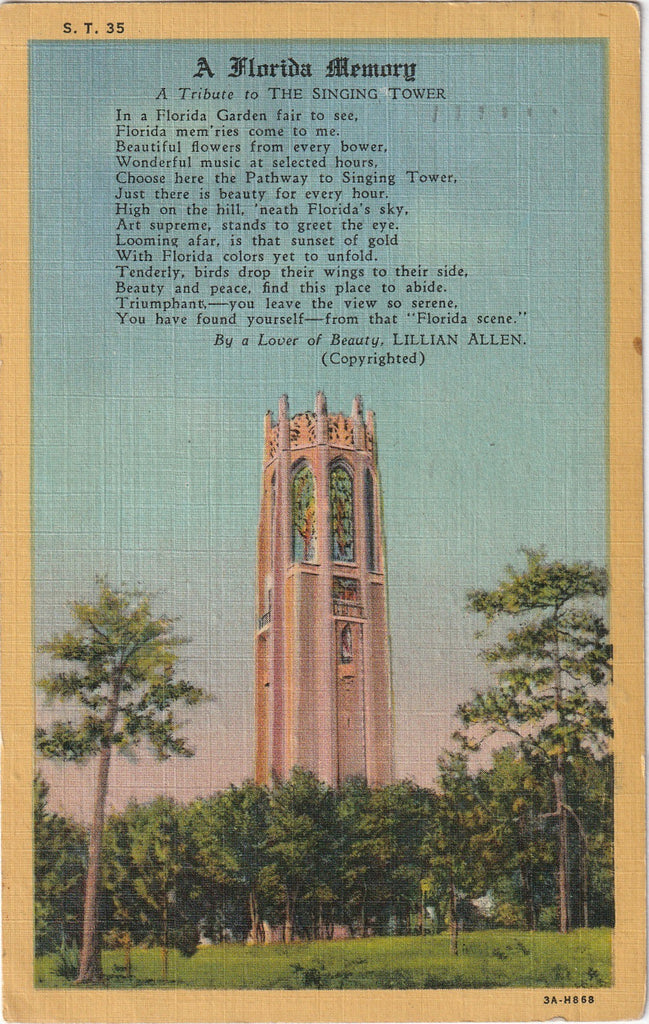 A Florida Memory Bok Singing Tower Poem Postcard