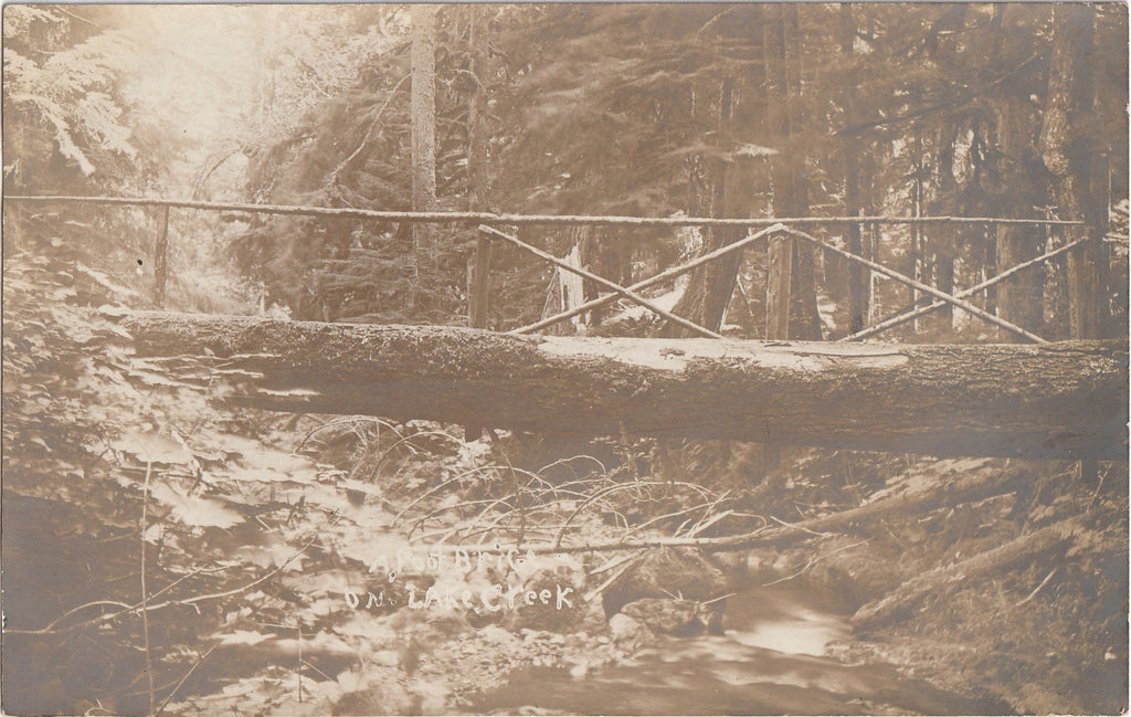 A Foot Bridge on Lake Creek, Oregon - RPPC, c. 1900s