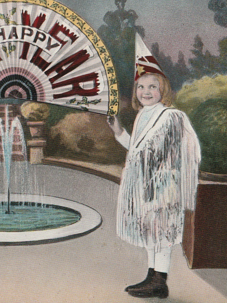 A Happy New Year - Creepy Cute Party - Samson Brothers - Postcard, c. 1910s Close Up 2