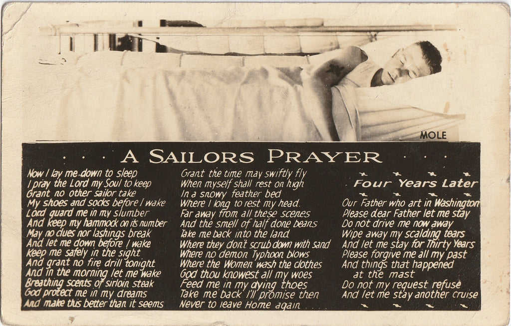 A Sailors Prayer WWII Real Photo Postcard 