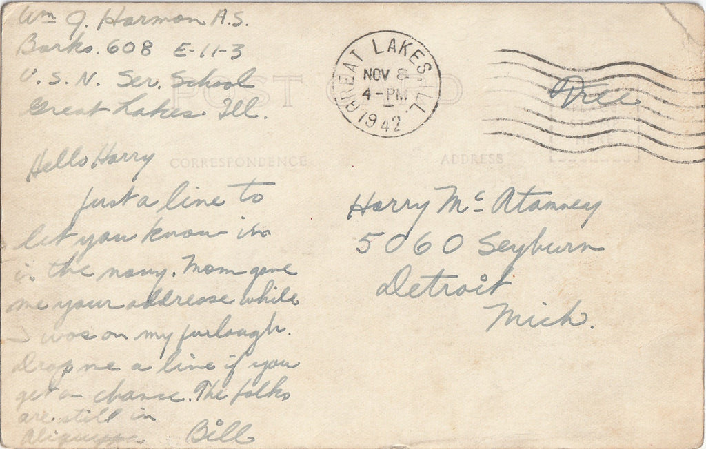 A Sailors Prayer WWII Real Photo Postcard Back
