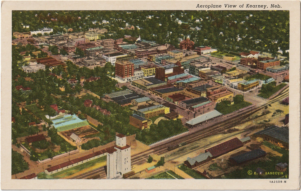 Aeroplane View of Kearney, Nebraska - Postcard, c. 1940s
