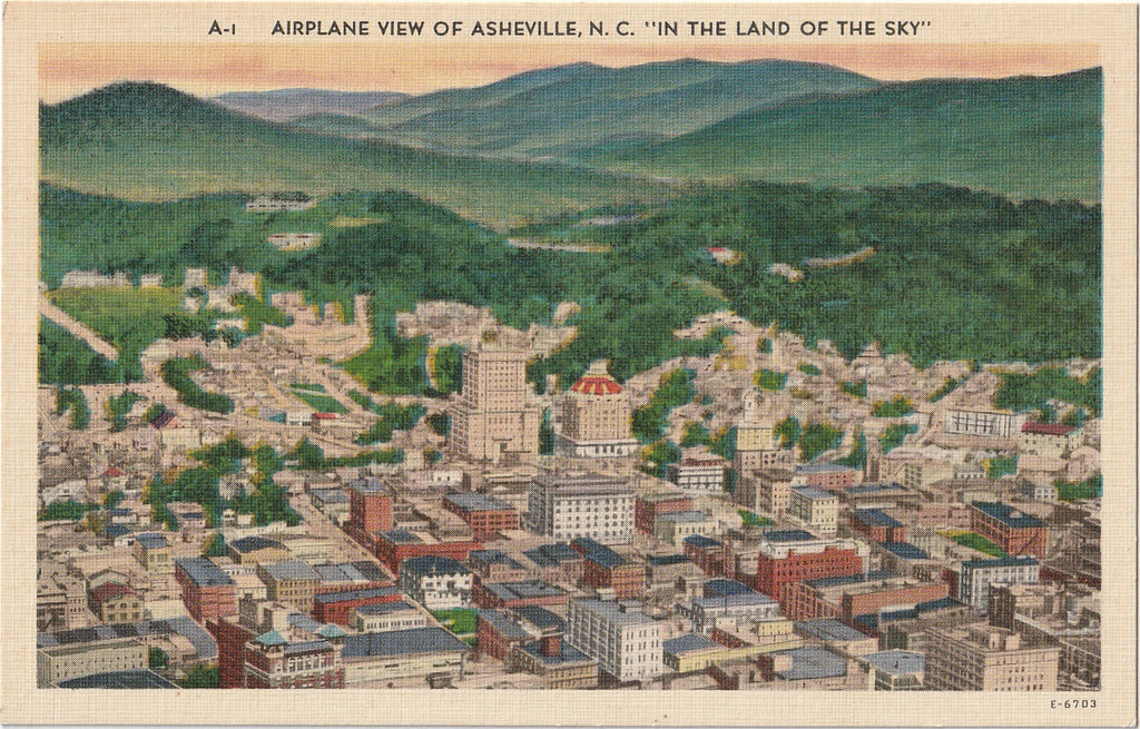 Airplane View of Asheville North Carolina Postcard