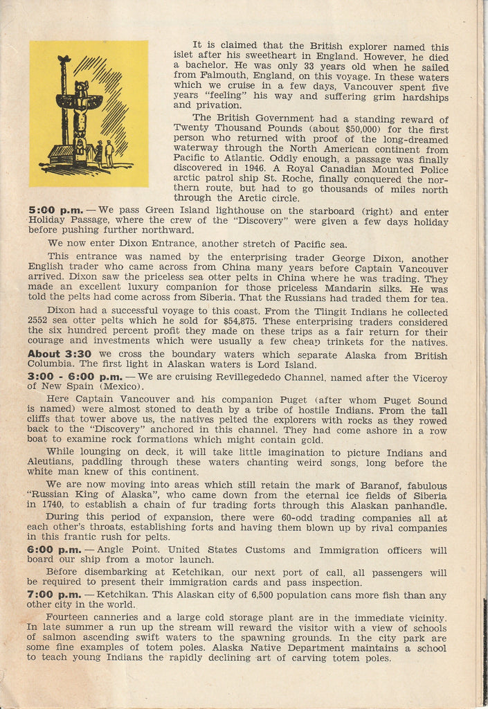 Alaska Daily Bulletin - Canadian Pacific B. C. Coat Steamship Service - Travel Brochure and Map, c. 1930s 3