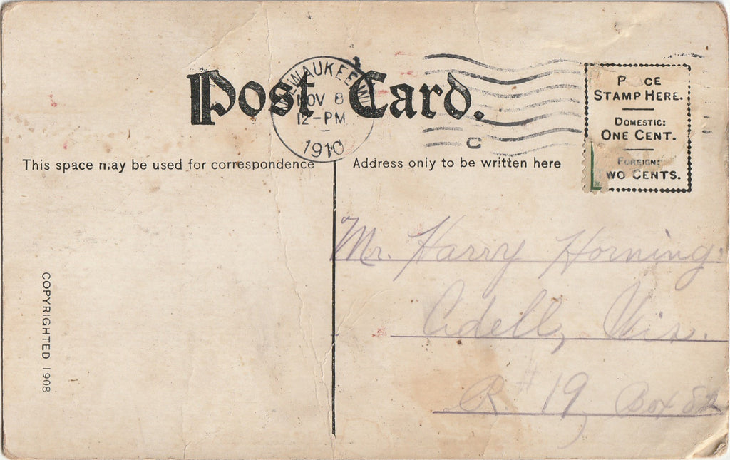 All His Very Own - Postcard, c. 1908 Back