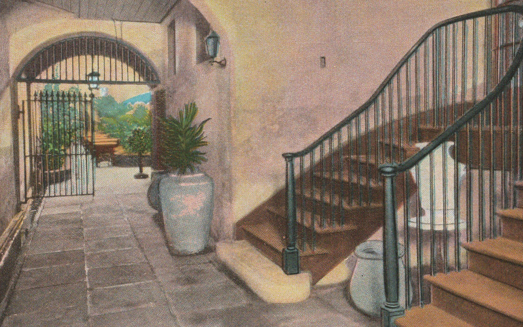 Ancient Stairway Patio Royal New Orleans Vintage Postcard Close Up