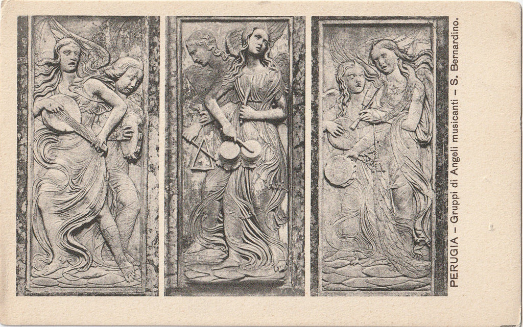 Angel Musicians - Oratory of San Bernardino - Perugia, Italy - Postcard, c. 1900s
