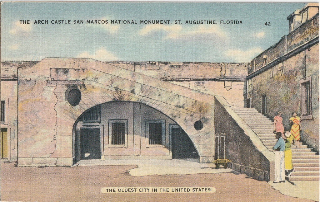 Arch Castle - San Marcos National Monument - St. Augustine, FL - Postcard, c. 1930s